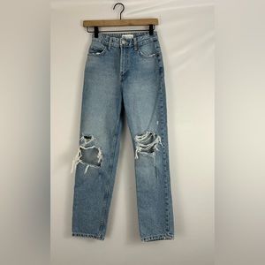 Zara Distressed High Rise Mom Jeans